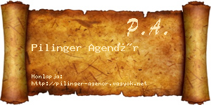 Pilinger Agenór névjegykártya